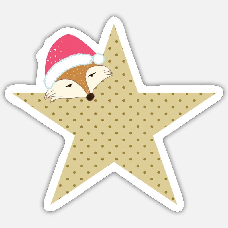 Fuchs Stern Weihnachtszeit - Geschenkidee - Sticker Größe S (10 x 10 cm)
