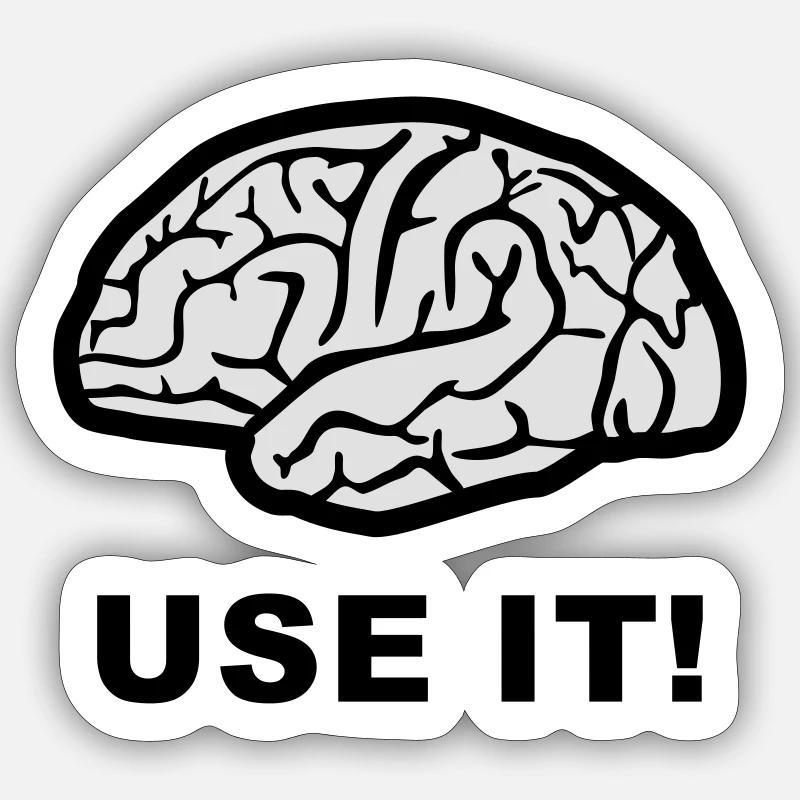 Gehirn - Use it! - Sticker Größe S (10 x 10 cm) - Mattweiß