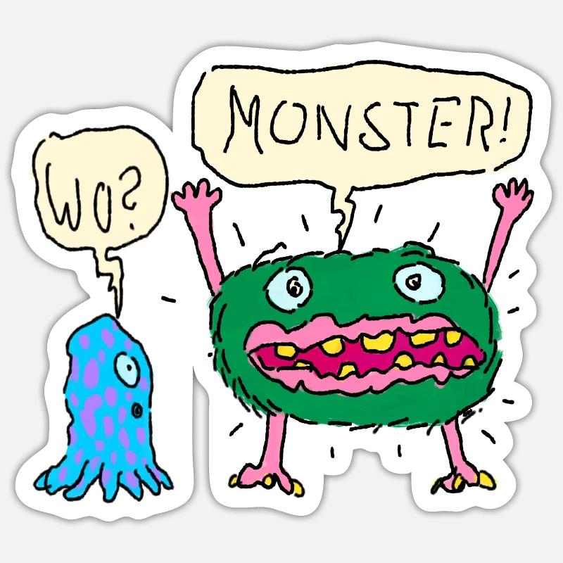 Il y a des monstres - Sticker taille S (10 x 10 cm) - blanc mat