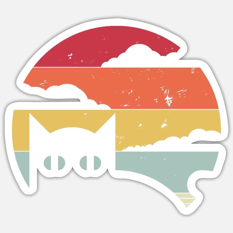 Katze retro vintage Katzen - Sticker Größe S (10 x 10 cm) - Mattweiß