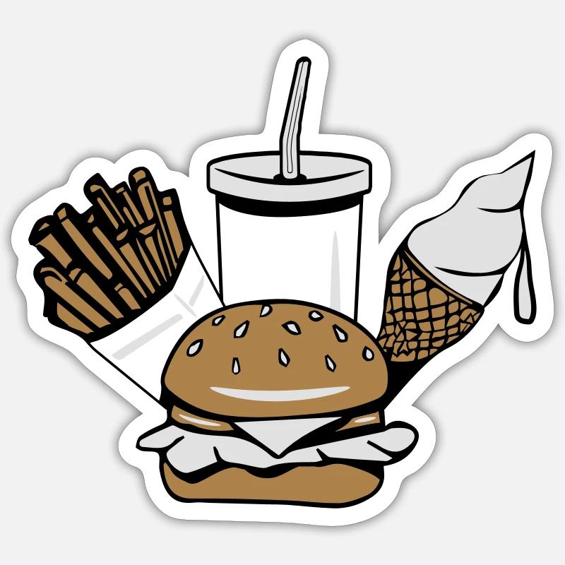 menu crème fast-food - Sticker taille S (10 x 10 cm) - blanc mat