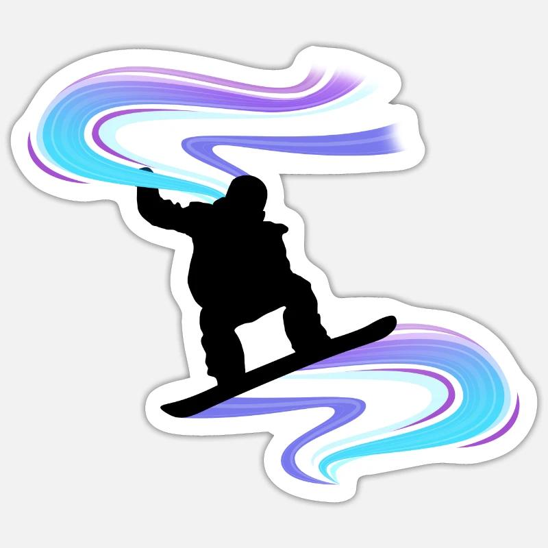 Snowboard Snowboarder Vortex Noir - Sticker taille S (10 x 10 cm) - blanc mat