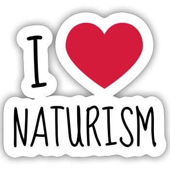 Naturisme / Naturiste / Nudisme / Nudiste - Sticker taille S (10 x 10 cm) - blanc mat - Devant