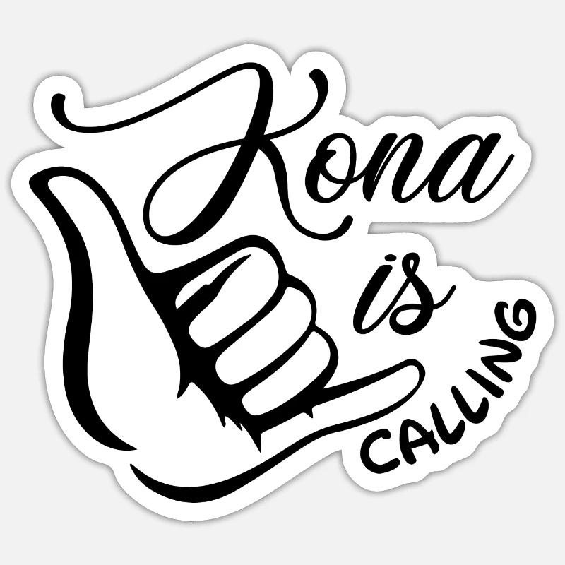Triathlon - Kona is calling - Sticker taille S (10 x 10 cm) - blanc mat