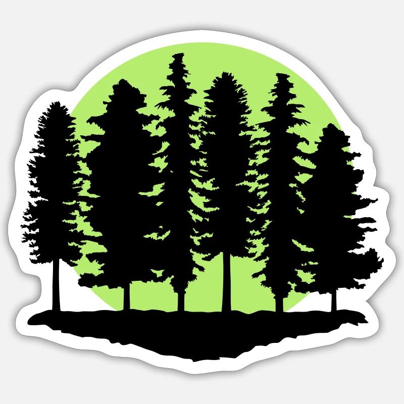 Wald und Mond, Bäume - Sticker Größe S (10 x 10 cm) - Mattweiß