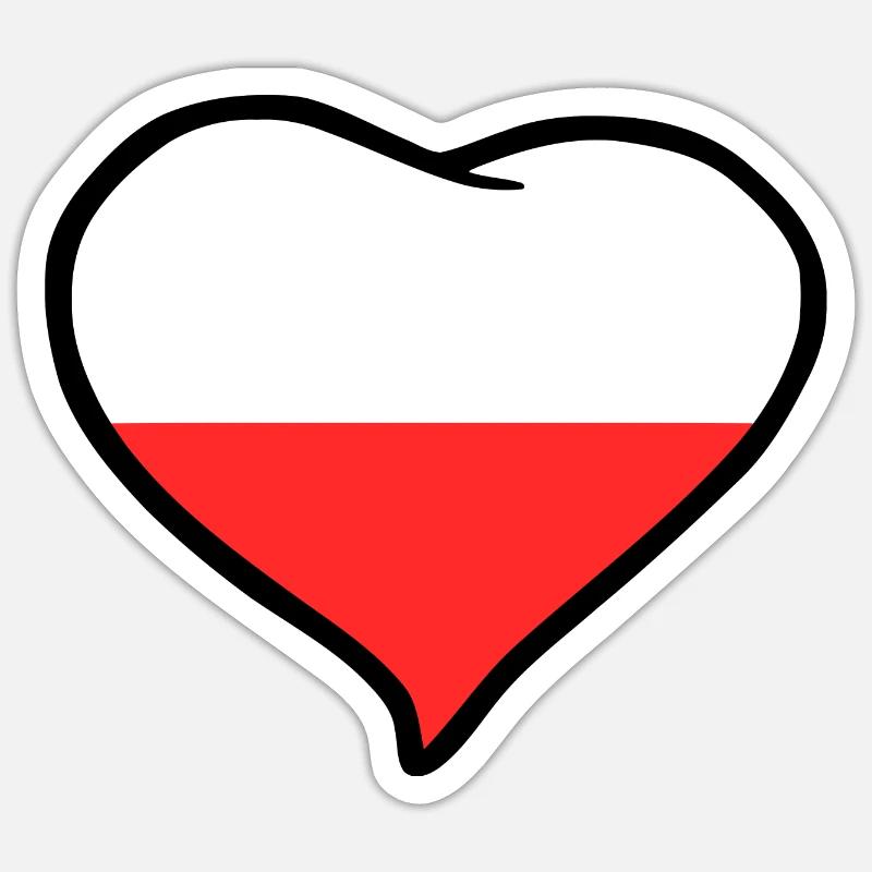 Drapeau Pologne - Sticker taille S (10 x 10 cm) - blanc mat