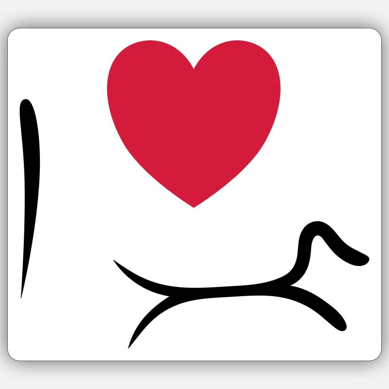 Ich liebe Dackel - Sticker Größe S (10 x 10 cm) - Mattweiß