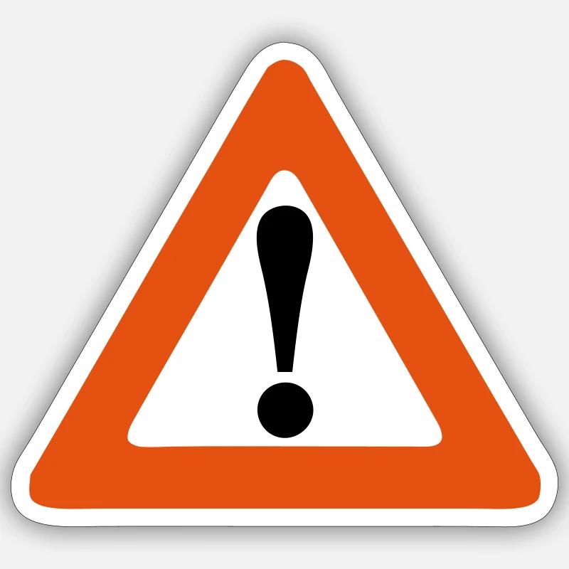 panneau danger icone exclamation triangle - Sticker taille S (10 x 10 cm) - blanc mat