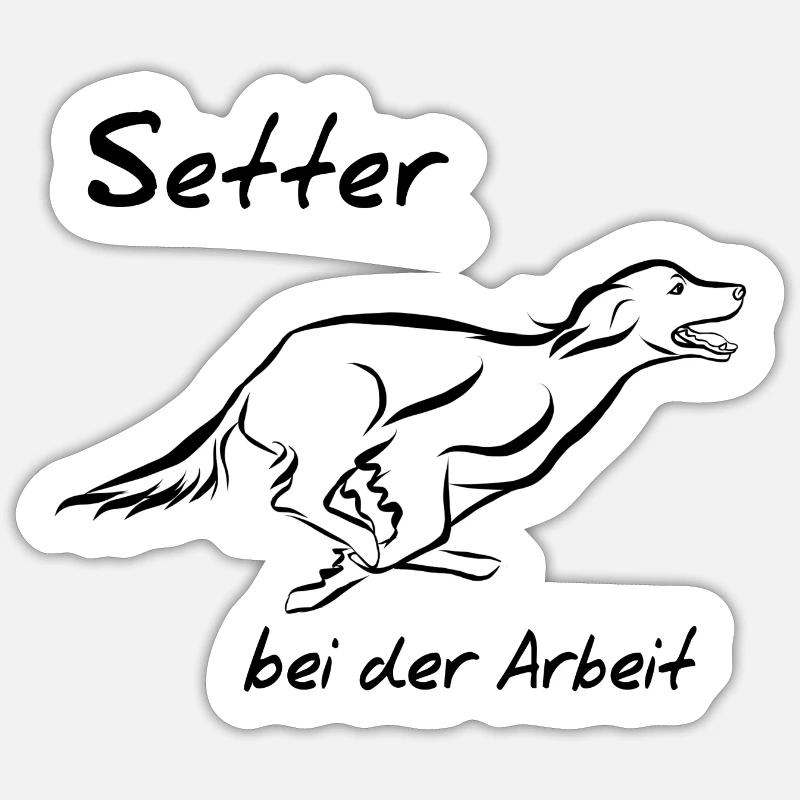 Setter bei der Arbeit - Sticker Größe S (10 x 10 cm) - Mattweiß