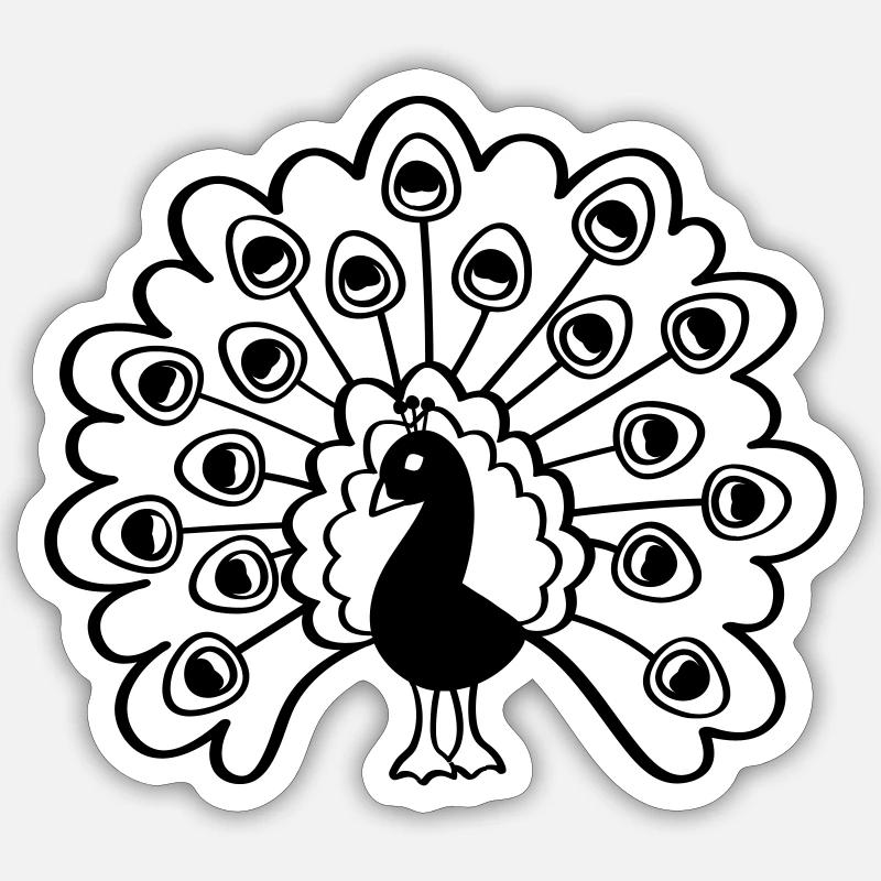 Peacock Illustration, Elegance, Pride, Power - Sticker size S (10 x 10 cm) - white matte