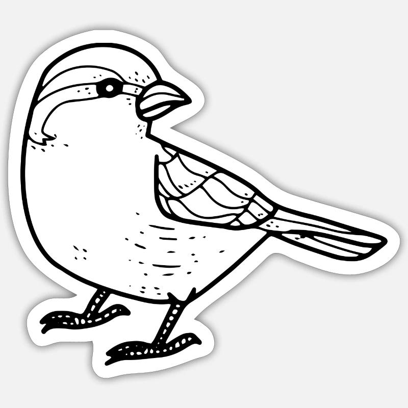 Moineau / Perperling - Sticker taille S (10 x 10 cm) - blanc mat