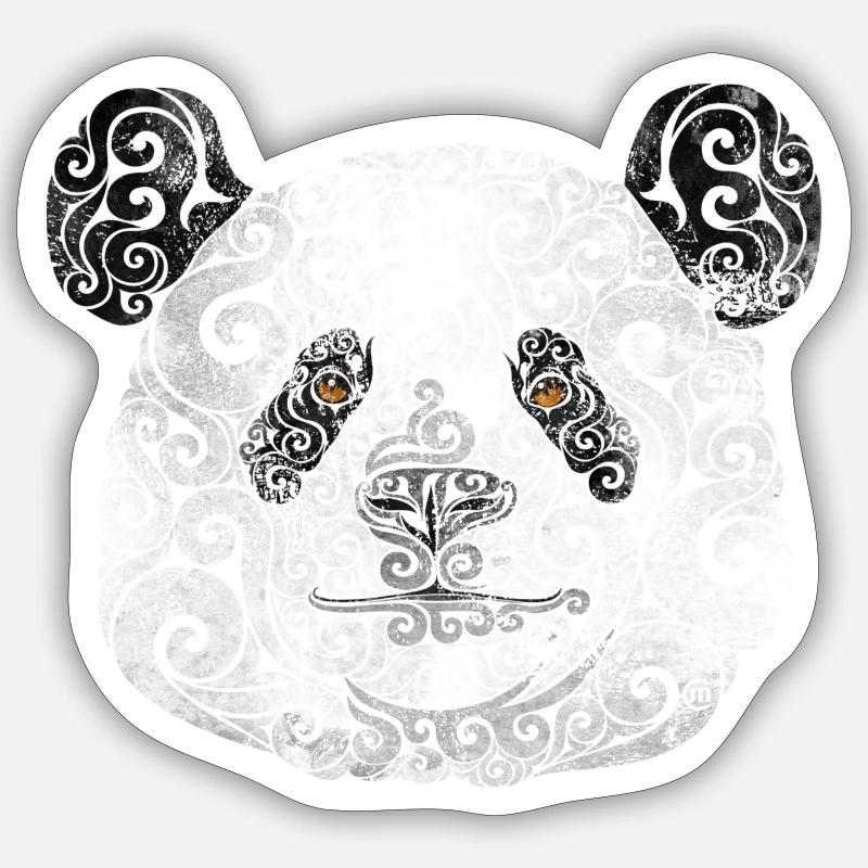Swirly Panda - Sticker taille S (10 x 10 cm) - blanc mat