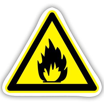 signe inflammable - Sticker taille S (10 x 10 cm) - blanc mat - Devant