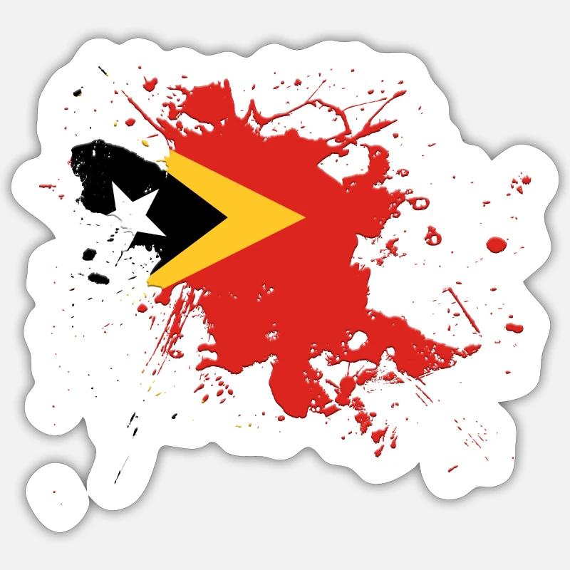 Drapeau du Timor oriental comme une touche de couleur Sticker taille S (10 x 10 cm)
