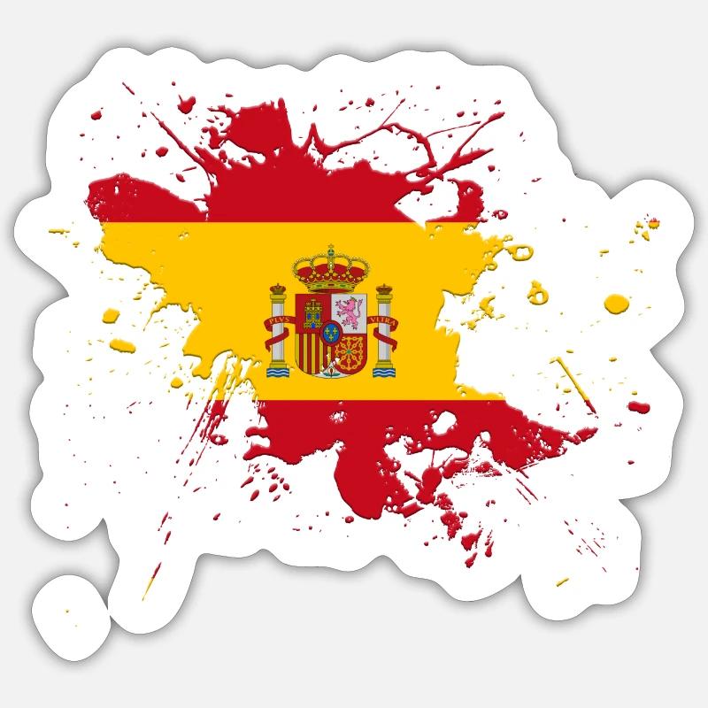Spanien Flagge als Farbklecks - Sticker Größe S (10 x 10 cm) - Mattweiß