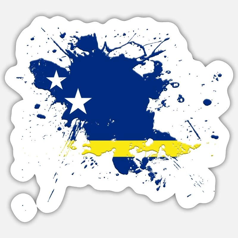 Le drapeau de Curaçao comme une touche de couleur Sticker taille S (10 x 10 cm)