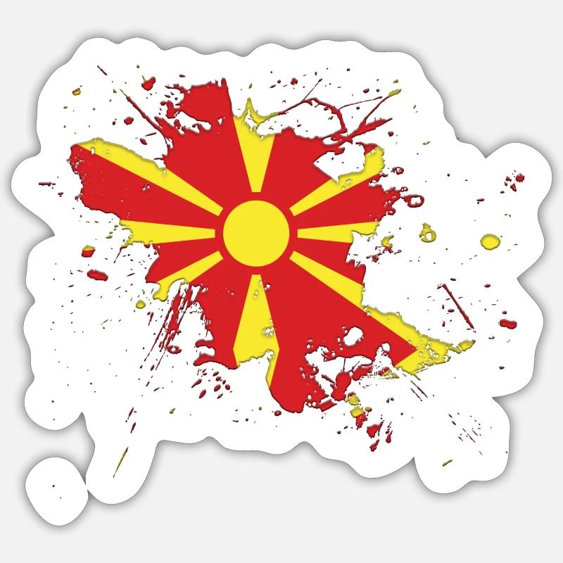 Drapeau de la Macédoine du Nord Macédoine comme une touche de couleur Sticker taille S (10 x 10 cm)