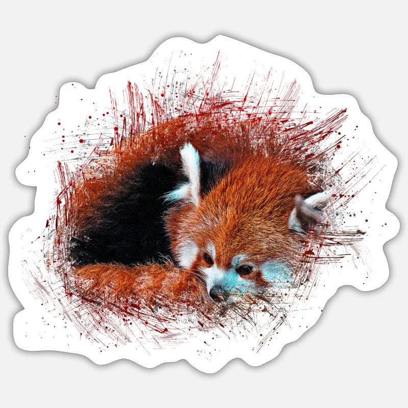 Red panda bear - Sticker size S (10 x 10 cm) - white matte