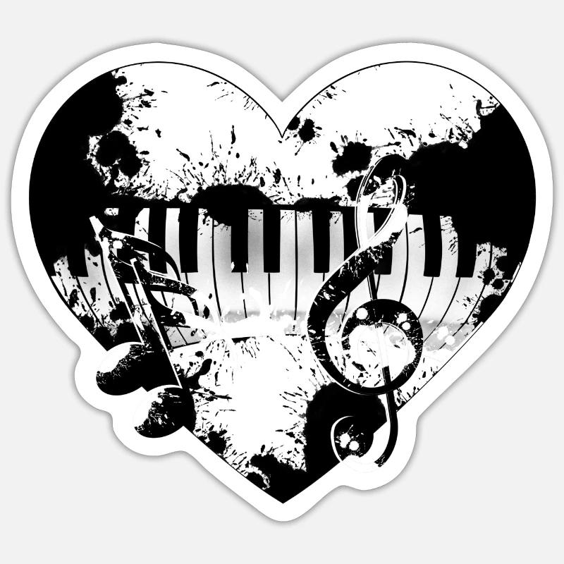 Clavier coeur - Sticker taille S (10 x 10 cm) - blanc mat