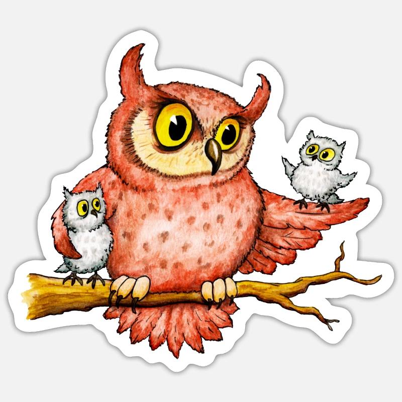 Owls - Sticker size S (10 x 10 cm) - white matte