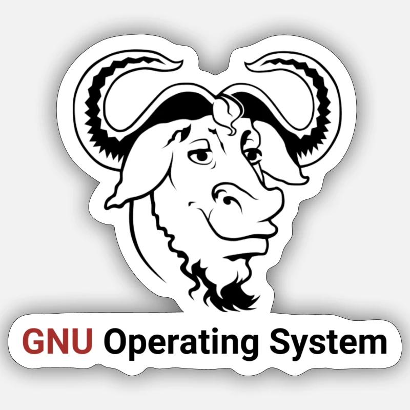 GNU Operating System - Sticker size S (10 x 10 cm) - white matte