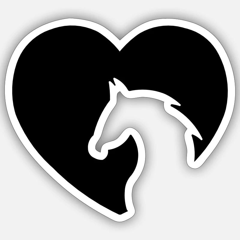 CHEVAL POUR MON CŒUR - Sticker taille S (10 x 10 cm) - blanc mat