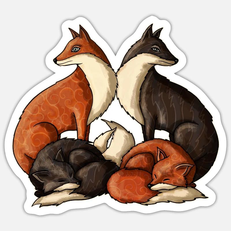 foxes - Sticker size S (10 x 10 cm) - white matte