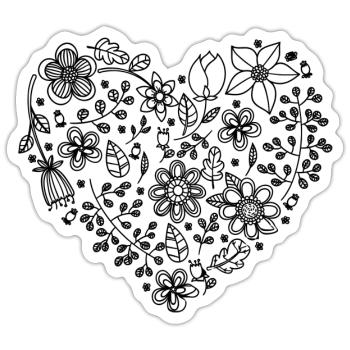 Floral Heart - Sticker size S (10 x 10 cm) - white matte - Front