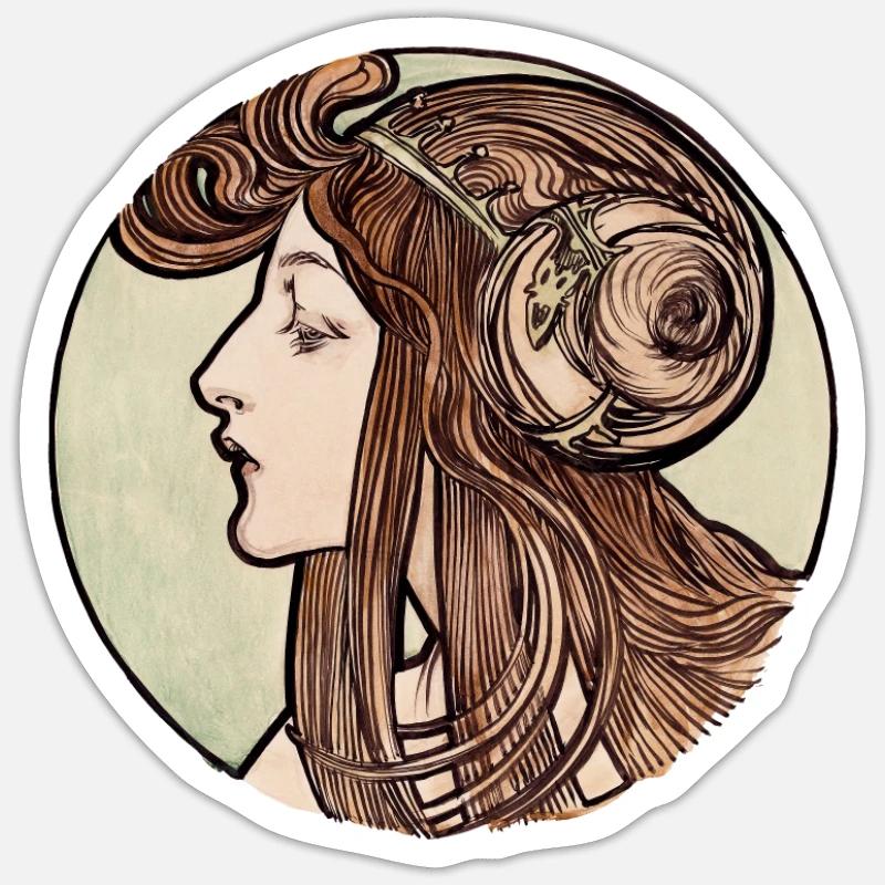 Vitrail Alphonse Maria Mucha # 3 Sticker taille S (10 x 10 cm)