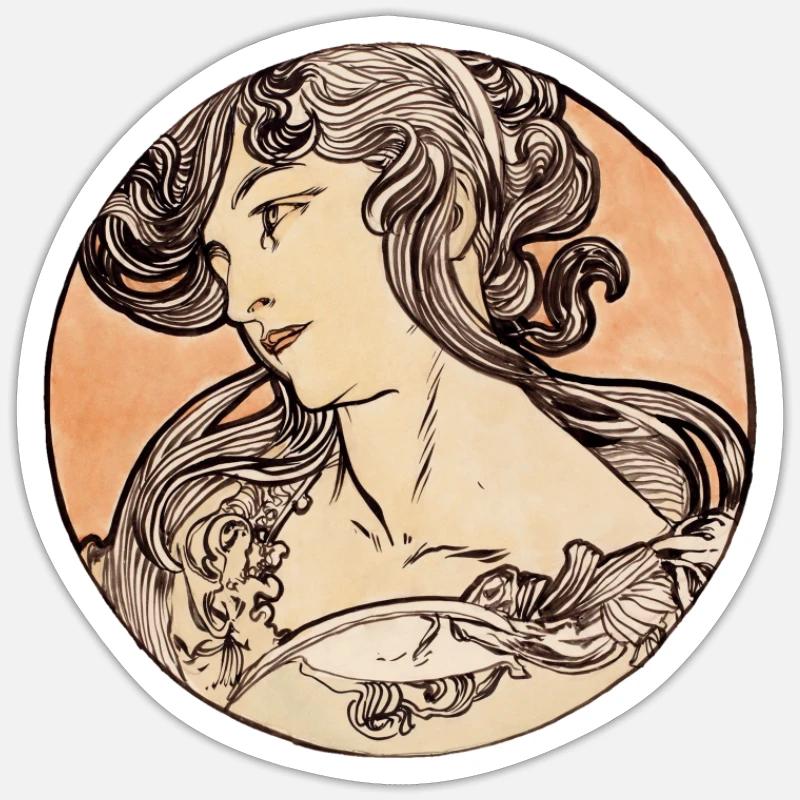 Vitrail Alphonse Maria Mucha # 1 Sticker taille S (10 x 10 cm)
