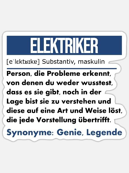 Elektriker - Sticker Größe S (10 x 10 cm) - Mattweiß