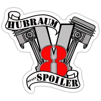 Hubraum startet Spoiler V8 - Sticker Größe S (10 x 10 cm) - Mattweiß - Vorne