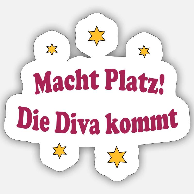 Diva kommt Sticker Größe S (10 x 10 cm)