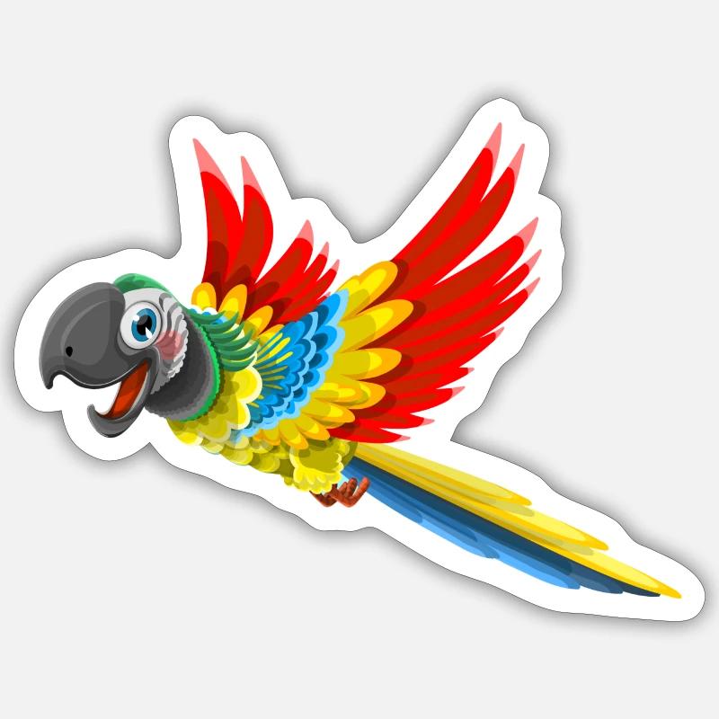 perroquet - Sticker taille S (10 x 10 cm) - blanc mat