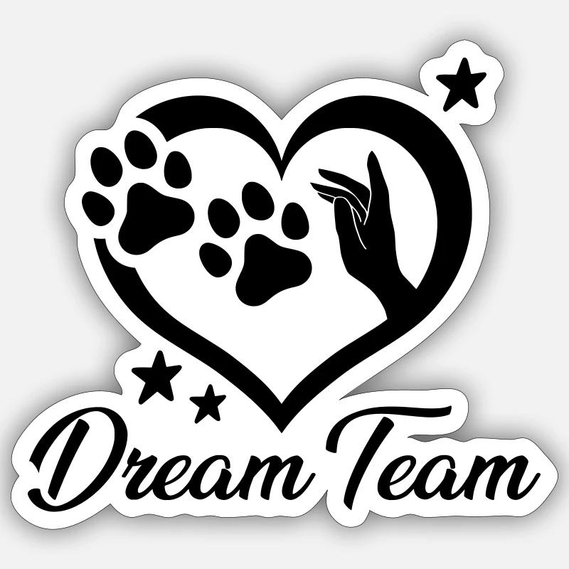 Dream Team : Vous et vos chiens ! - Sticker taille S (10 x 10 cm) - blanc mat