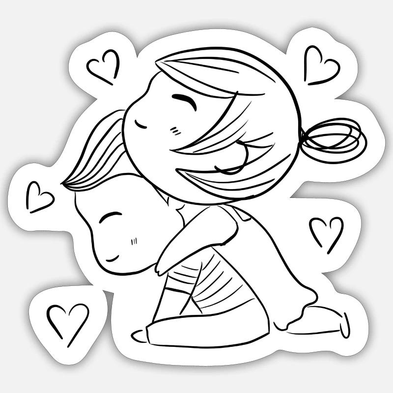 Zwei verliebte / Paar - Sticker Größe S (10 x 10 cm) - Mattweiß