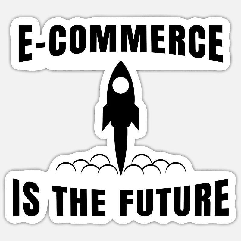 Commercio online di e-commerce che dice e-commerce - Sticker formato S (10 x 10 cm) - bianco opaco