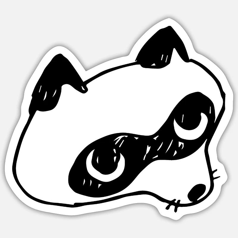 raton laveur - Sticker taille S (10 x 10 cm) - blanc mat
