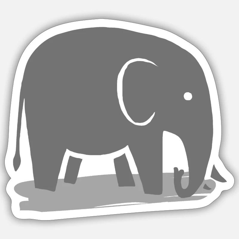 l'éléphant - Sticker taille S (10 x 10 cm) - blanc mat