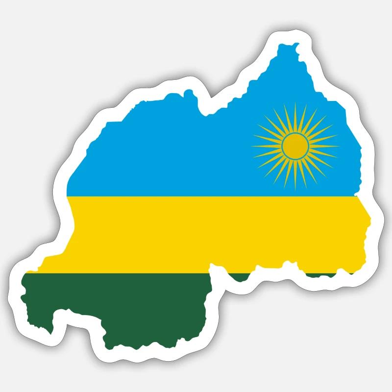 Rwanda flag - Sticker size S (10 x 10 cm) - white matte