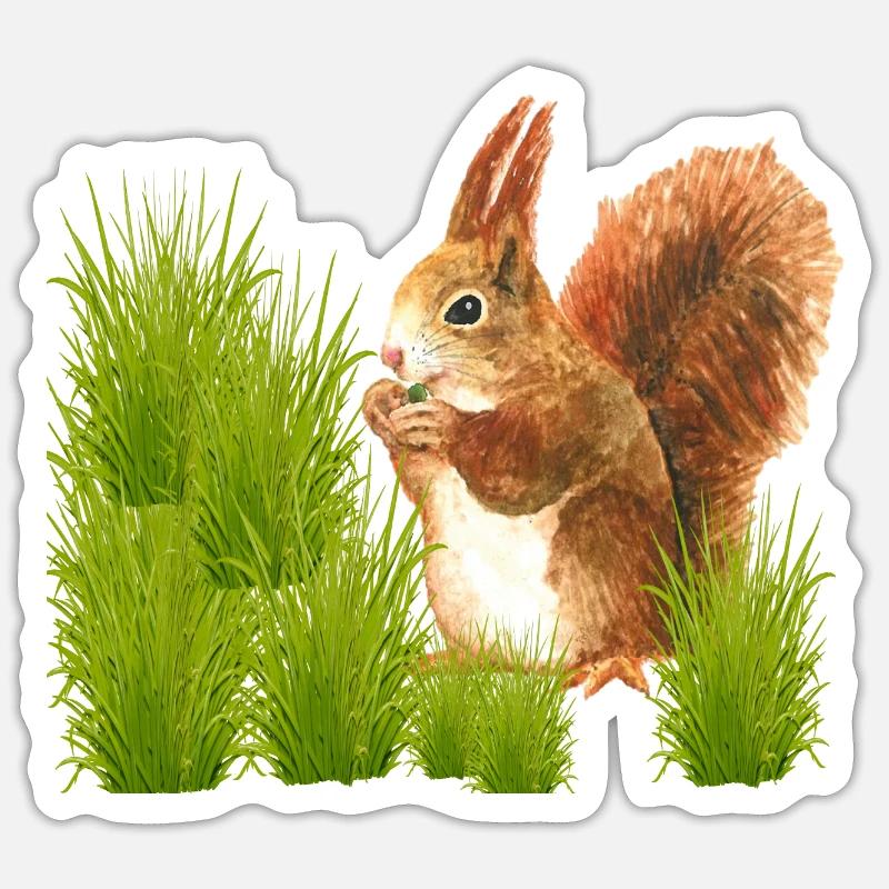 Eichhörnchen-Design - Sticker Größe S (10 x 10 cm) - Mattweiß