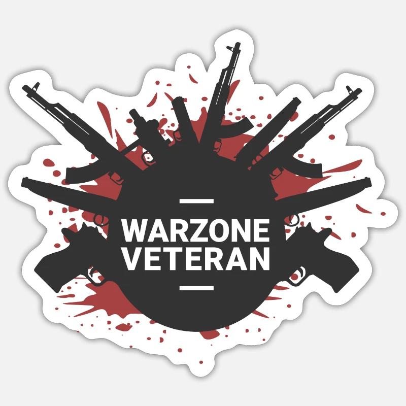 Warzone Veteran COD - Sticker Größe S (10 x 10 cm) - Mattweiß