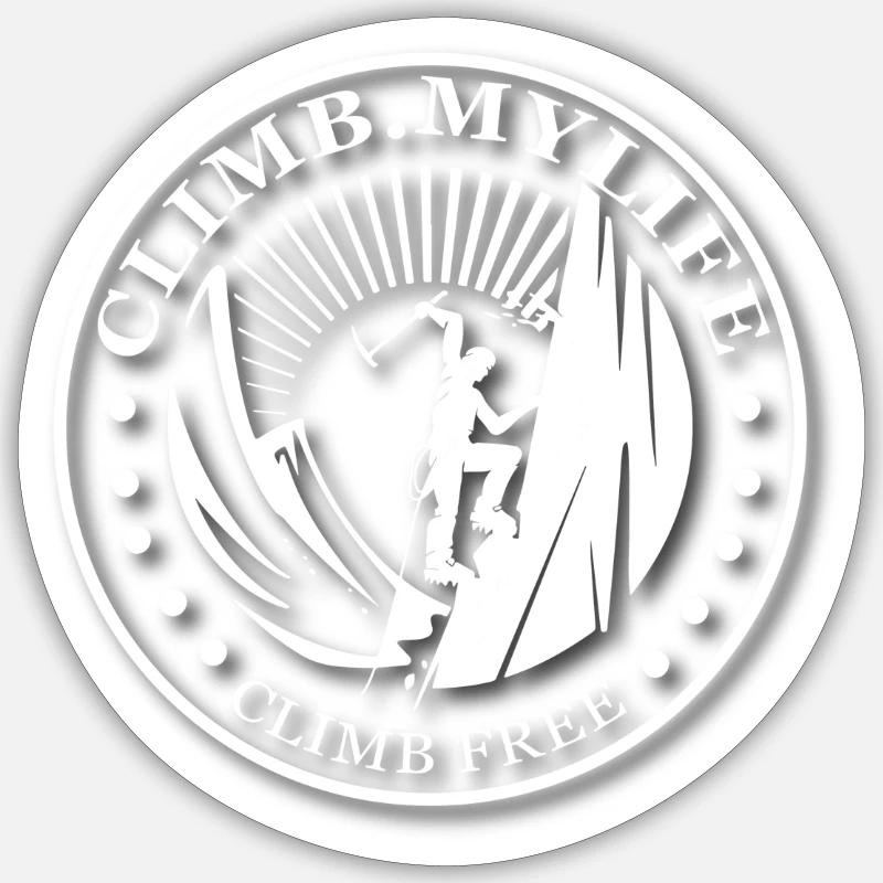 Grimpeur sur glace blanc - montée libre Sticker taille S (10 x 10 cm)