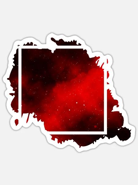 Space Square Red Universum - Sticker Größe S (10 x 10 cm) - Mattweiß