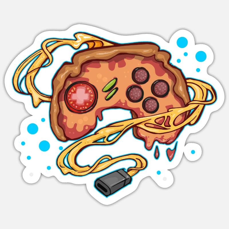 Pizza Gaming Controller Gamepad - Sticker Größe S (10 x 10 cm) - Mattweiß