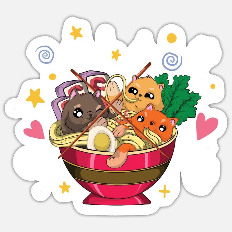 Ramen - Sticker taille S (10 x 10 cm) - blanc mat