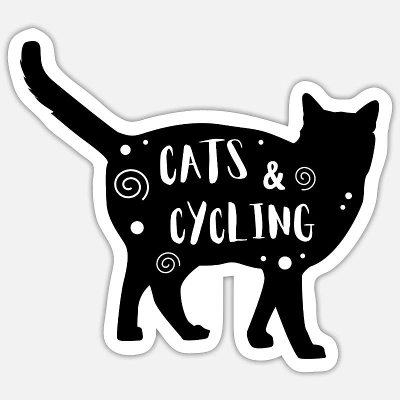 Chats & Cyclisme - Sticker taille S (10 x 10 cm) - blanc mat