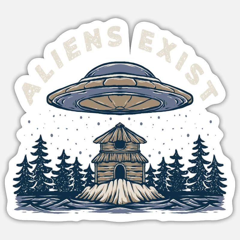 Alien Exist - Sticker size S (10 x 10 cm) - white matte