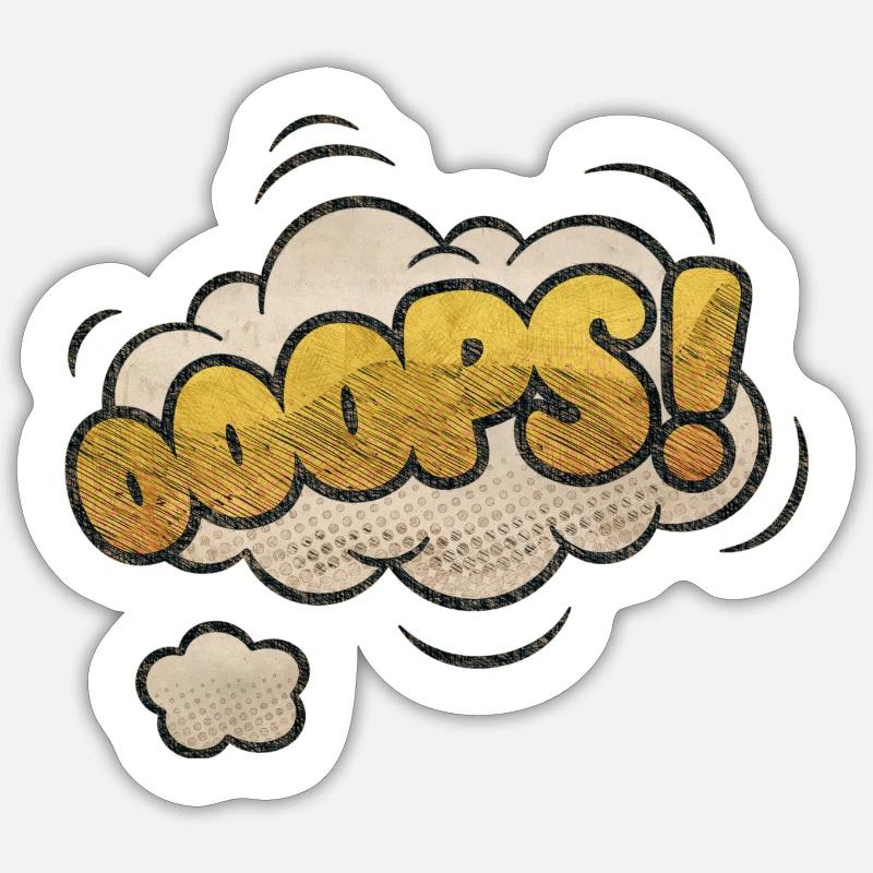 Comic Ooops Lustiger Pop Art Spruch - Sticker Größe S (10 x 10 cm) - Mattweiß