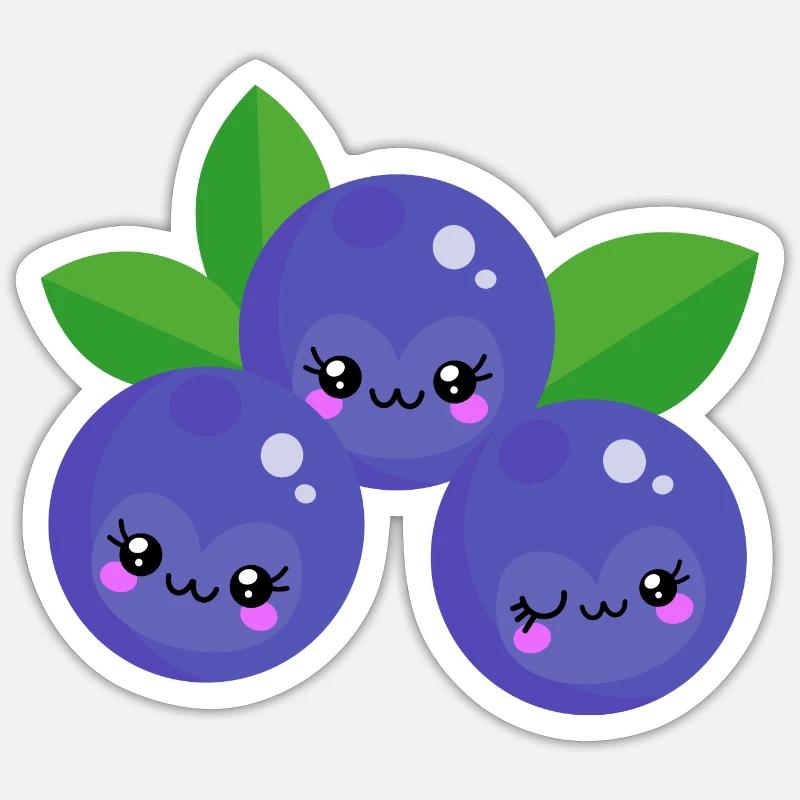 Kawaii Blueberries Sticker size S (10 x 10 cm)